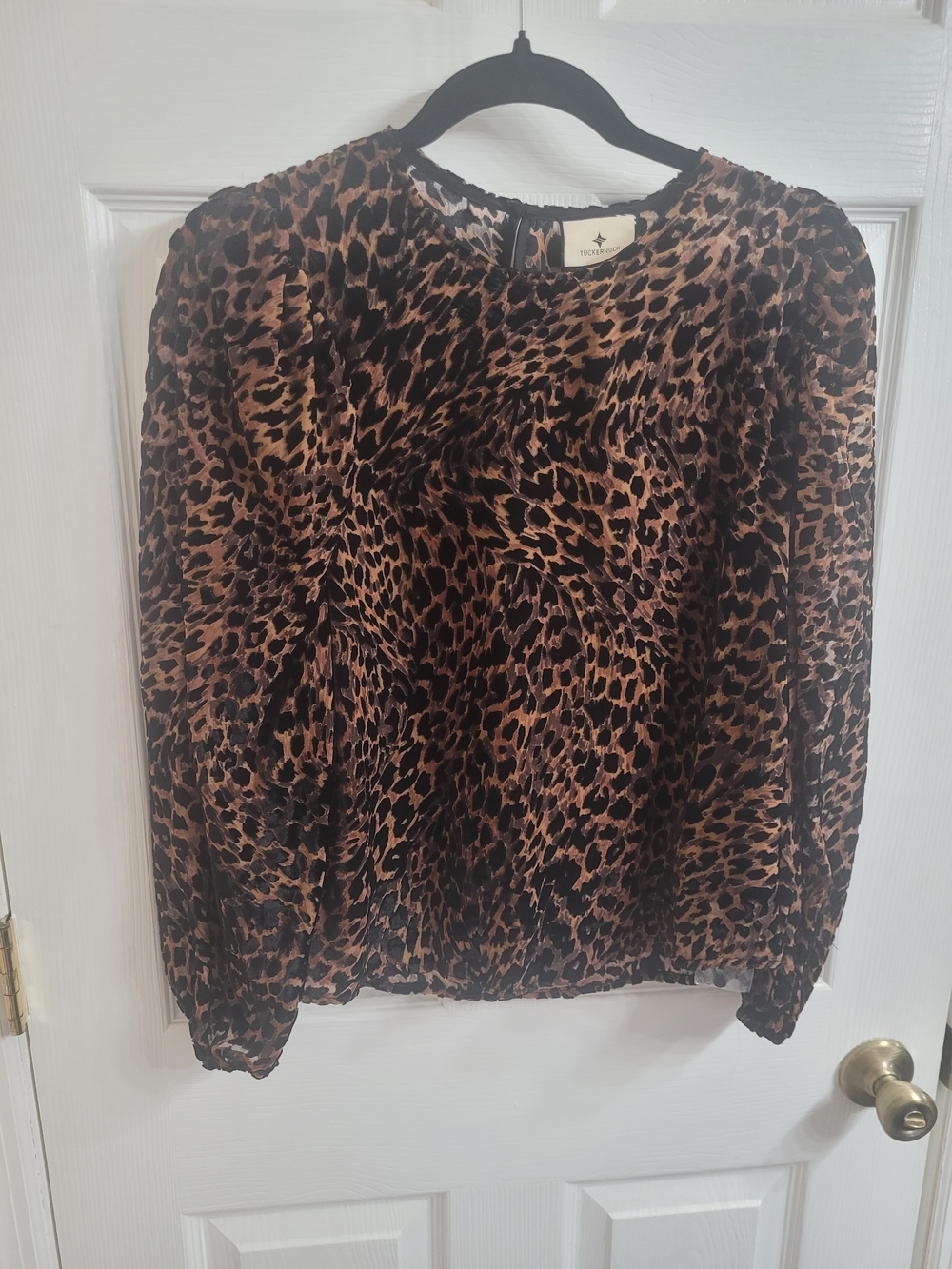 Tuckernuck Leopard-Pattern Blouse in Brown and Black